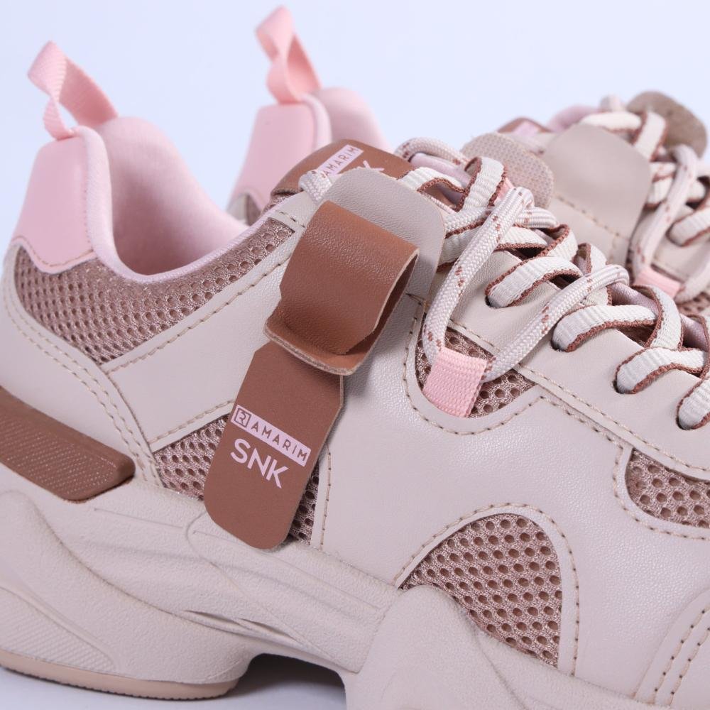 Tenis Ramarim SNK Feminino 25-90203 Creme/Mocca Rosa 4