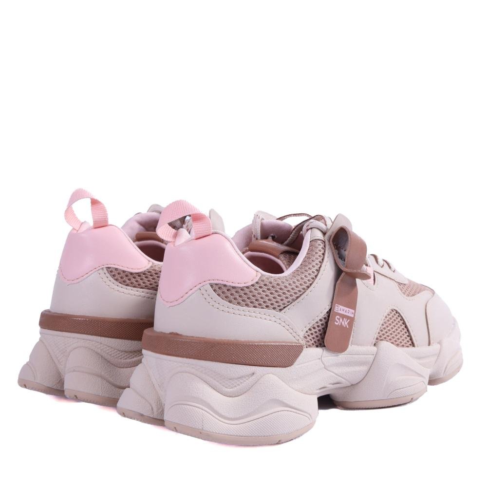 Tenis Ramarim SNK Feminino 25-90203 Creme/Mocca Rosa 5