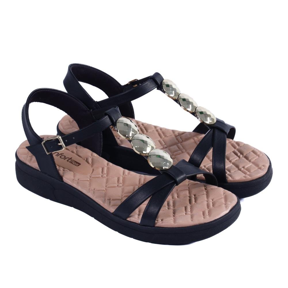 Sandália Feminina Comfortflex 25-42403 Preto Preto 3