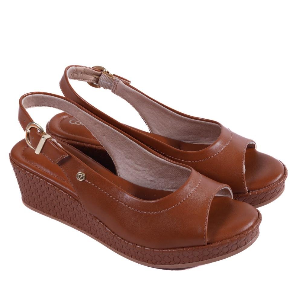 Sandália Anabela Comfortflex Feminina 25-53405 Toffe Marrom 3