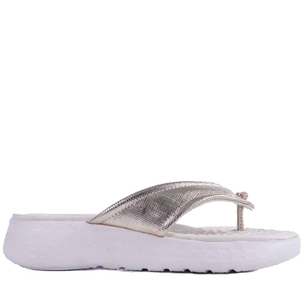 Chinelo Feminino Comfortflex Plataforma 25-47401 Ouro Prata/Branco 1