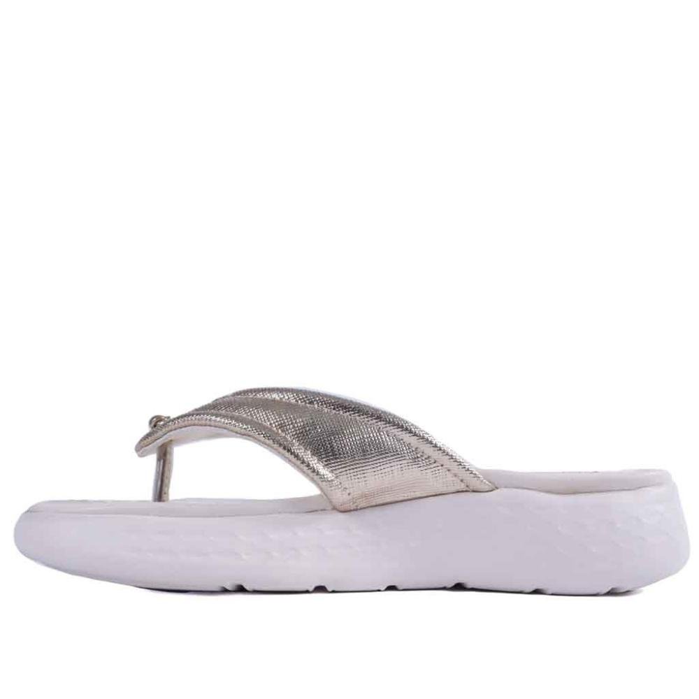 Chinelo Feminino Comfortflex Plataforma 25-47401 Ouro Prata/Branco 2