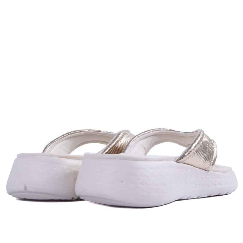 Chinelo Feminino Comfortflex Plataforma 25-47401 Ouro Prata/Branco 5