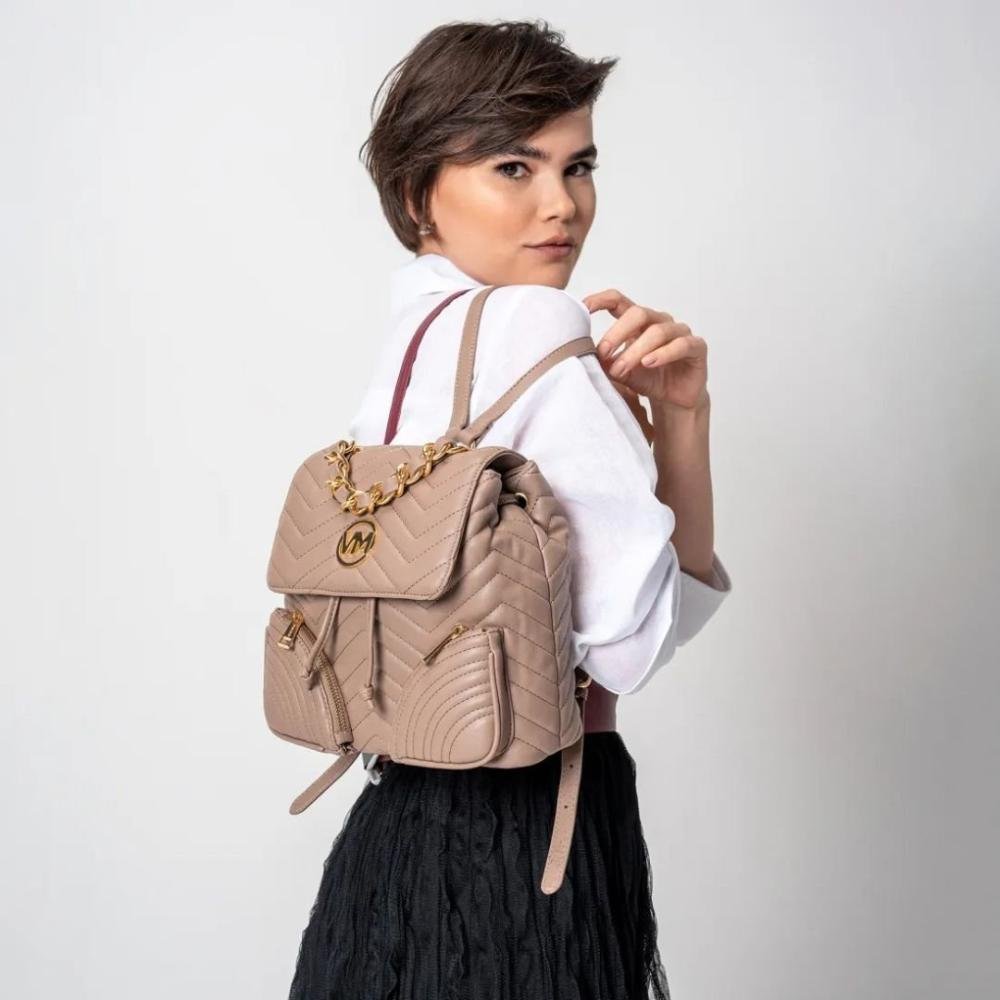 Bolsa Mochila Via Marte Feminina B2-603 Bege 5