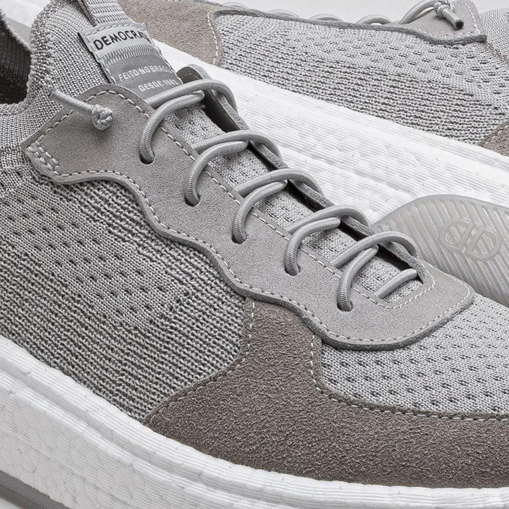Tênis Masculino Beat Pulse Knit Democrata 623102 Off White Cinza 3