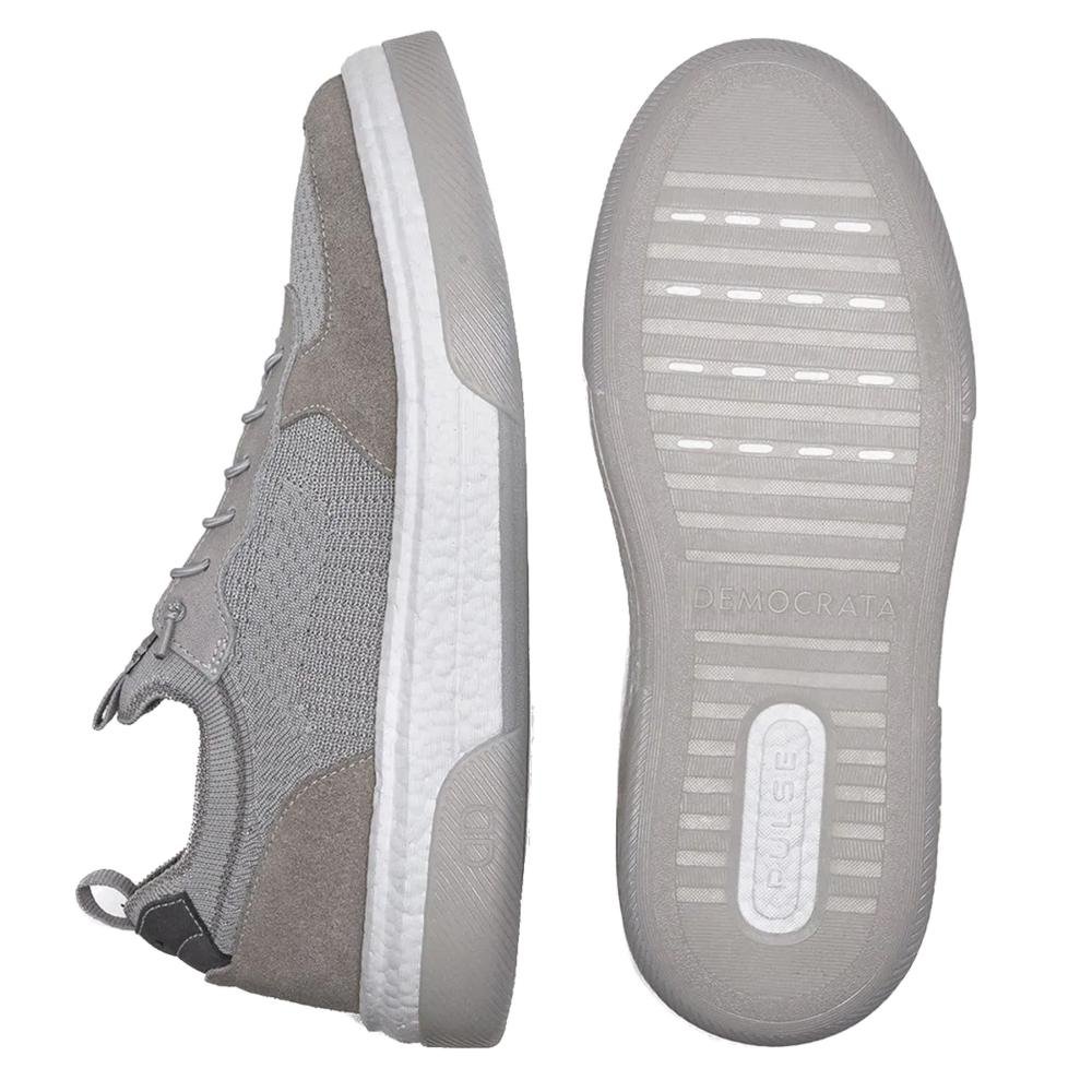 Tênis Masculino Beat Pulse Knit Democrata 623102 Off White Cinza 4
