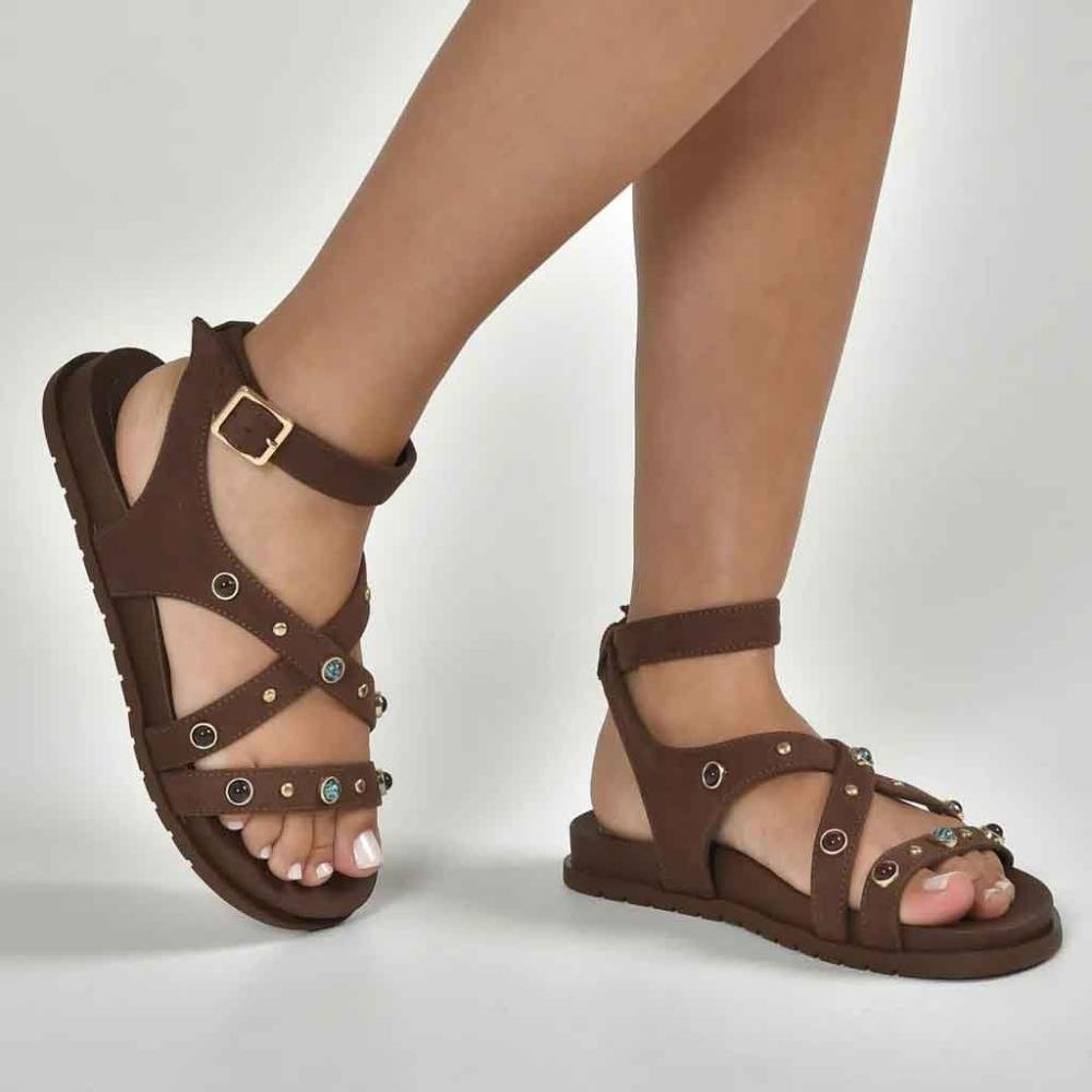 Sandália Rasteira Papete Via Marte 174-016 Dark Brown Brown 2