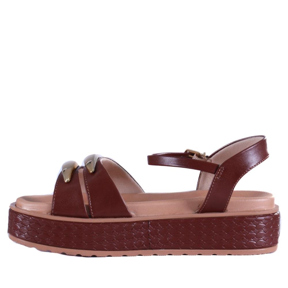 Sandália Ramarim Feminino Flatform 2543204 Rum Marrom 2