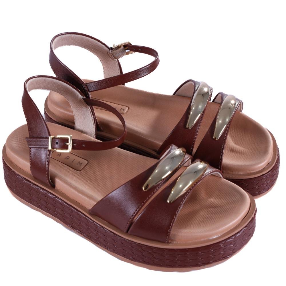 Sandália Ramarim Feminino Flatform 2543204 Rum Marrom 3