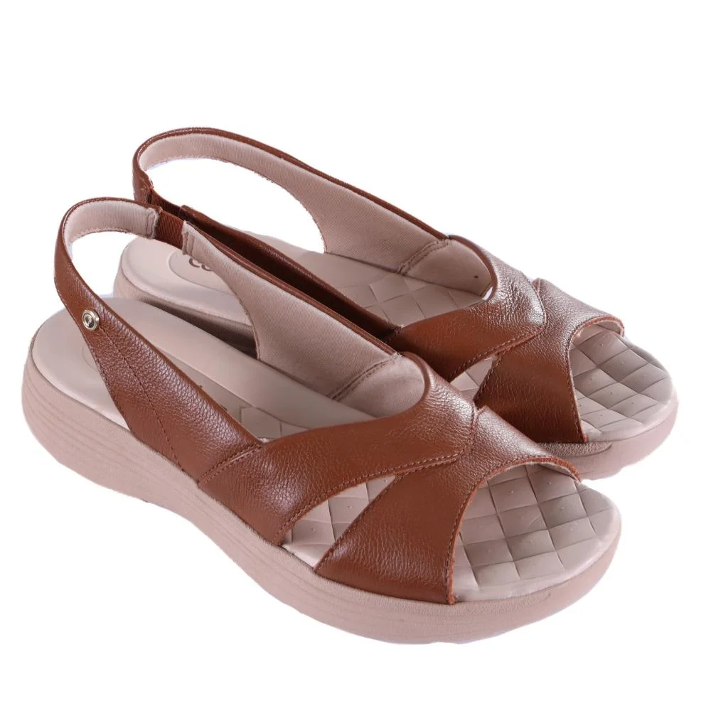 Sandália Comfortflex Feminina Couro 25-43403 Toffe Marrom 3