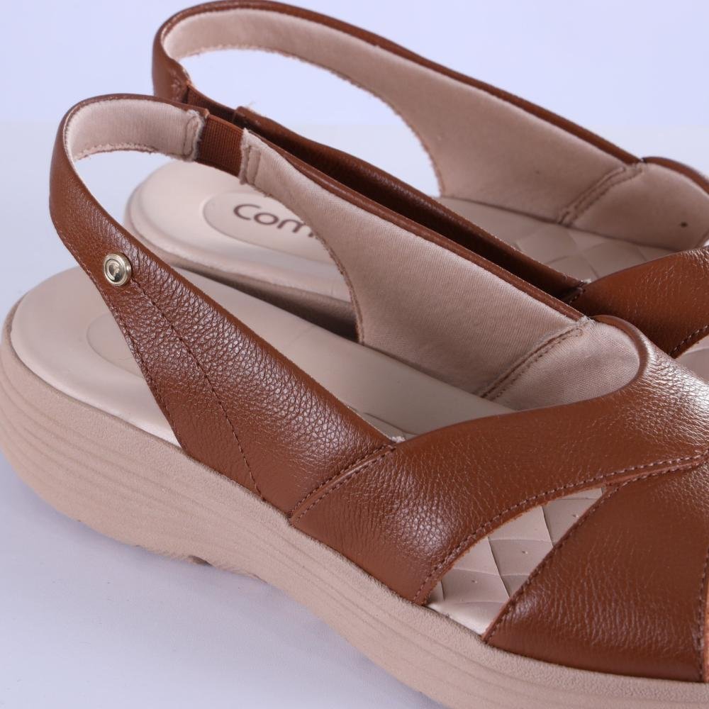 Sandália Comfortflex Feminina Couro 25-43403 Toffe Marrom 4