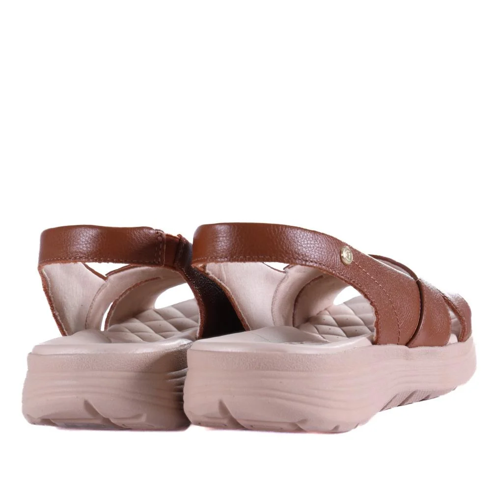 Sandália Comfortflex Feminina Couro 25-43403 Toffe Marrom 5