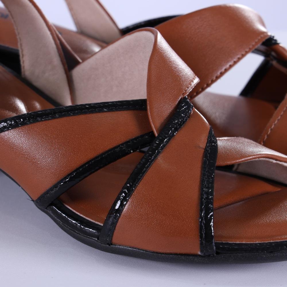 Sandália Comfortflex Feminina Salto Bloco 25-56404 Preto/Toffe Preto/Toffe 4
