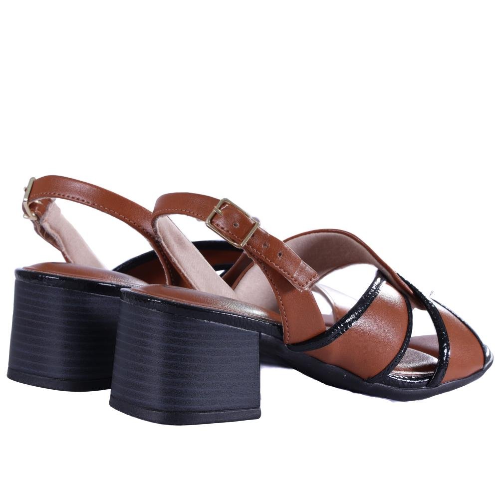 Sandália Comfortflex Feminina Salto Bloco 25-56404 Preto/Toffe Preto/Toffe 5