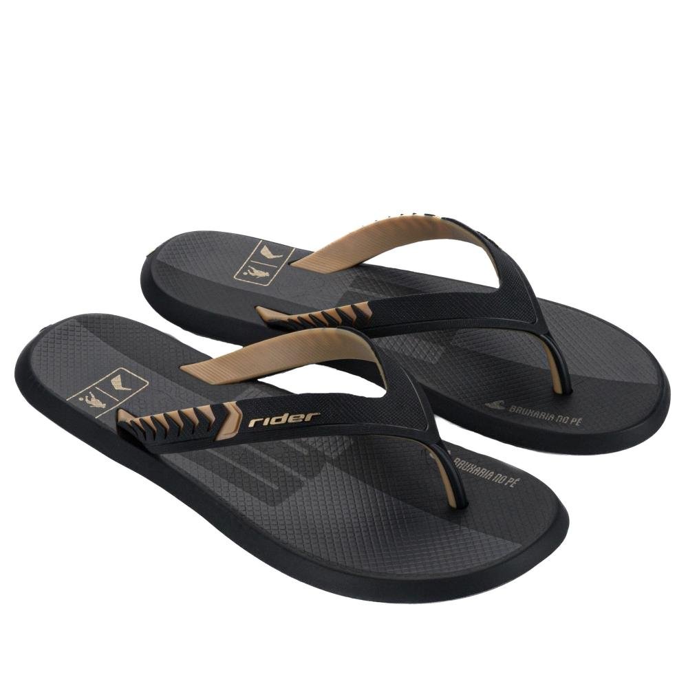 Chinelo Masculino Rider R1 Prime R10 12559 Preto/Bege/Dourado Preto/Bege 3