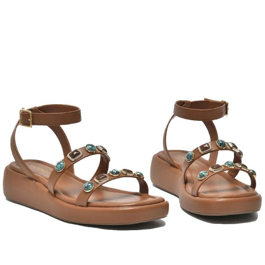 Sandália Papete Feminina Via Marte 267-001 Caramelo Marrom 6