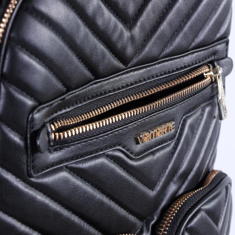 Mochila Feminina Via Marte Matelassê B2-723-01 Preto Preto 3