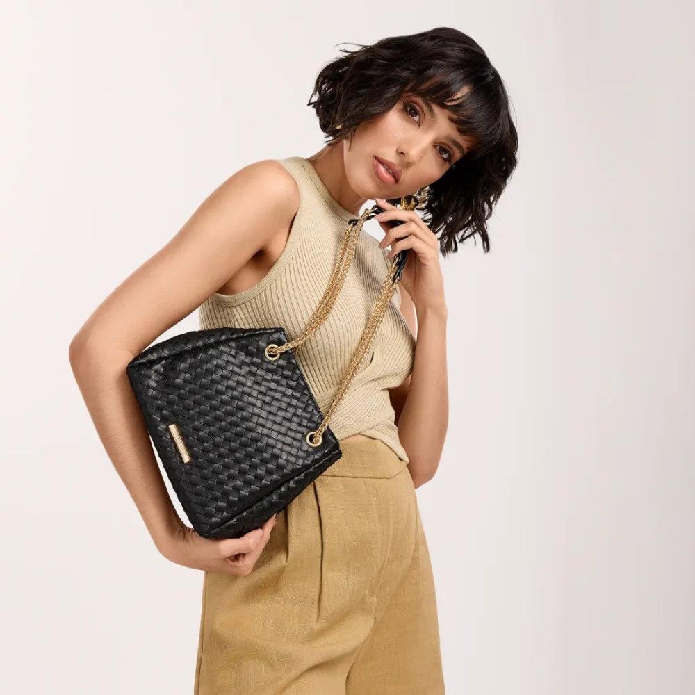 Bolsa Feminina Via Marte em Bucket Tressê B2-712-01 Preto Preto 3