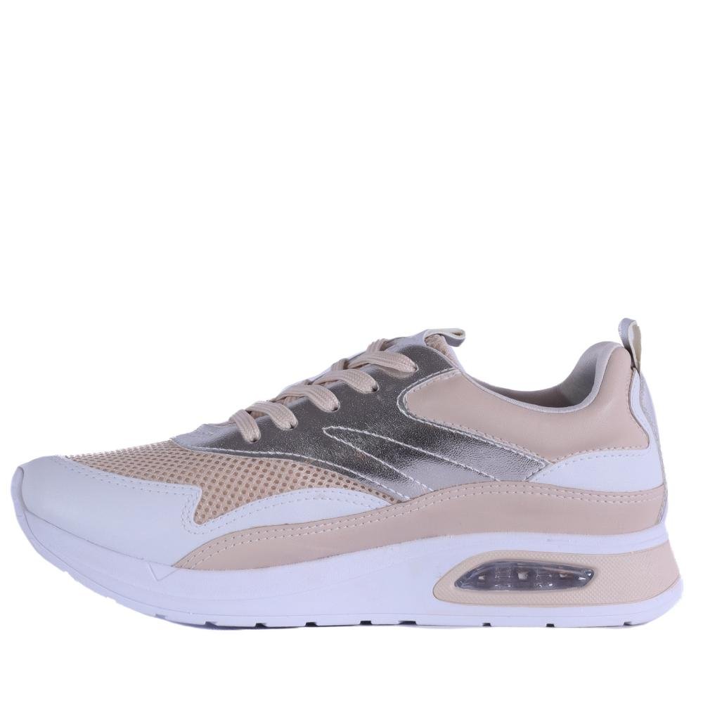 Tênis Comfortflex Feminino Casual 25-48404 Branco/Creme Branco/Bege/Dourado 2