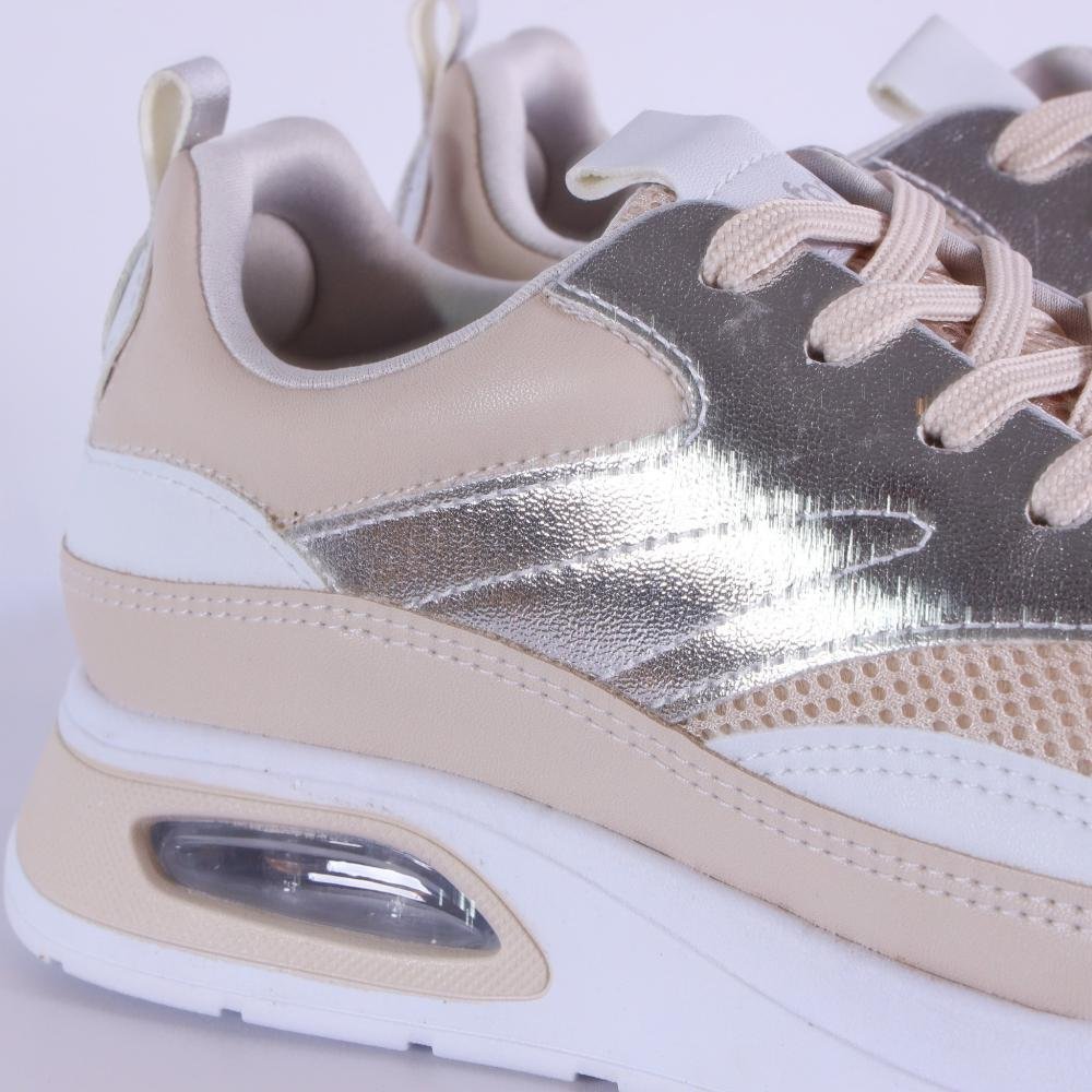 Tênis Comfortflex Feminino Casual 25-48404 Branco/Creme Branco/Bege/Dourado 4