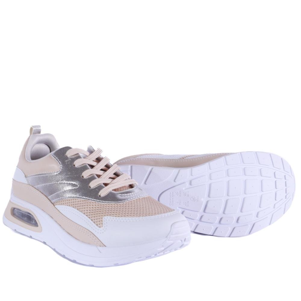 Tênis Comfortflex Feminino Casual 25-48404 Branco/Creme Branco/Bege/Dourado 5