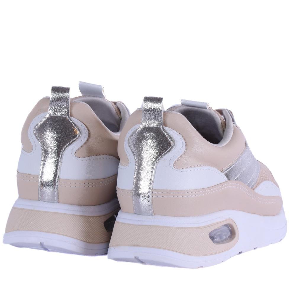 Tênis Comfortflex Feminino Casual 25-48404 Branco/Creme Branco/Bege/Dourado 6
