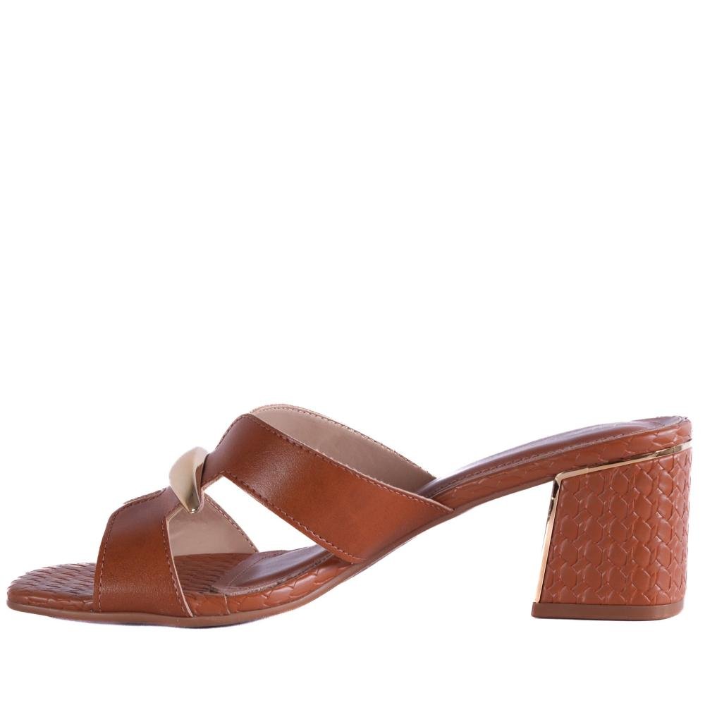 Tamanco Ramarim Feminino Salto Médio 2539201 Toffe Marrom 2