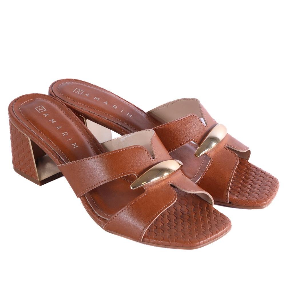 Tamanco Ramarim Feminino Salto Médio 2539201 Toffe Marrom 3