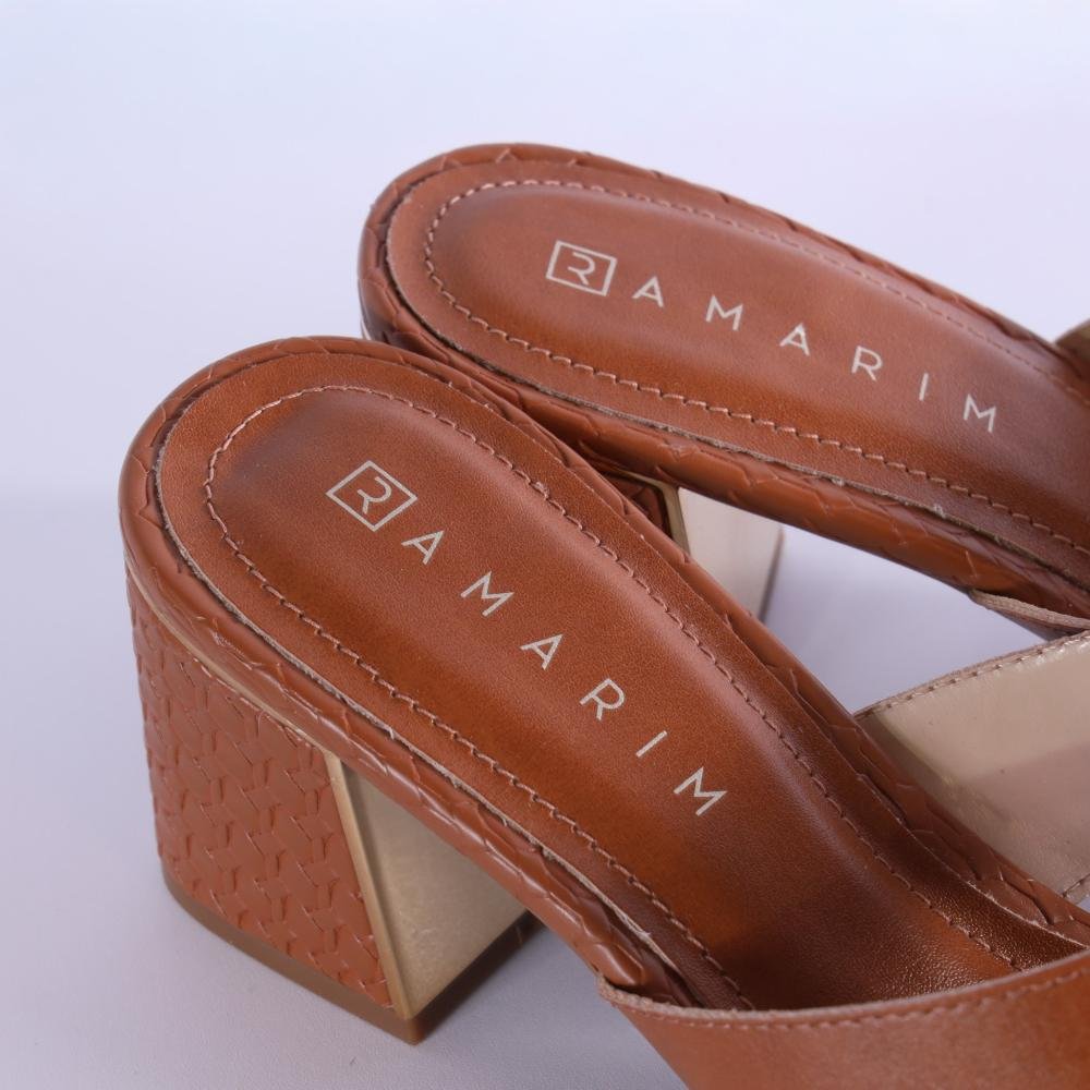 Tamanco Ramarim Feminino Salto Médio 2539201 Toffe Marrom 6