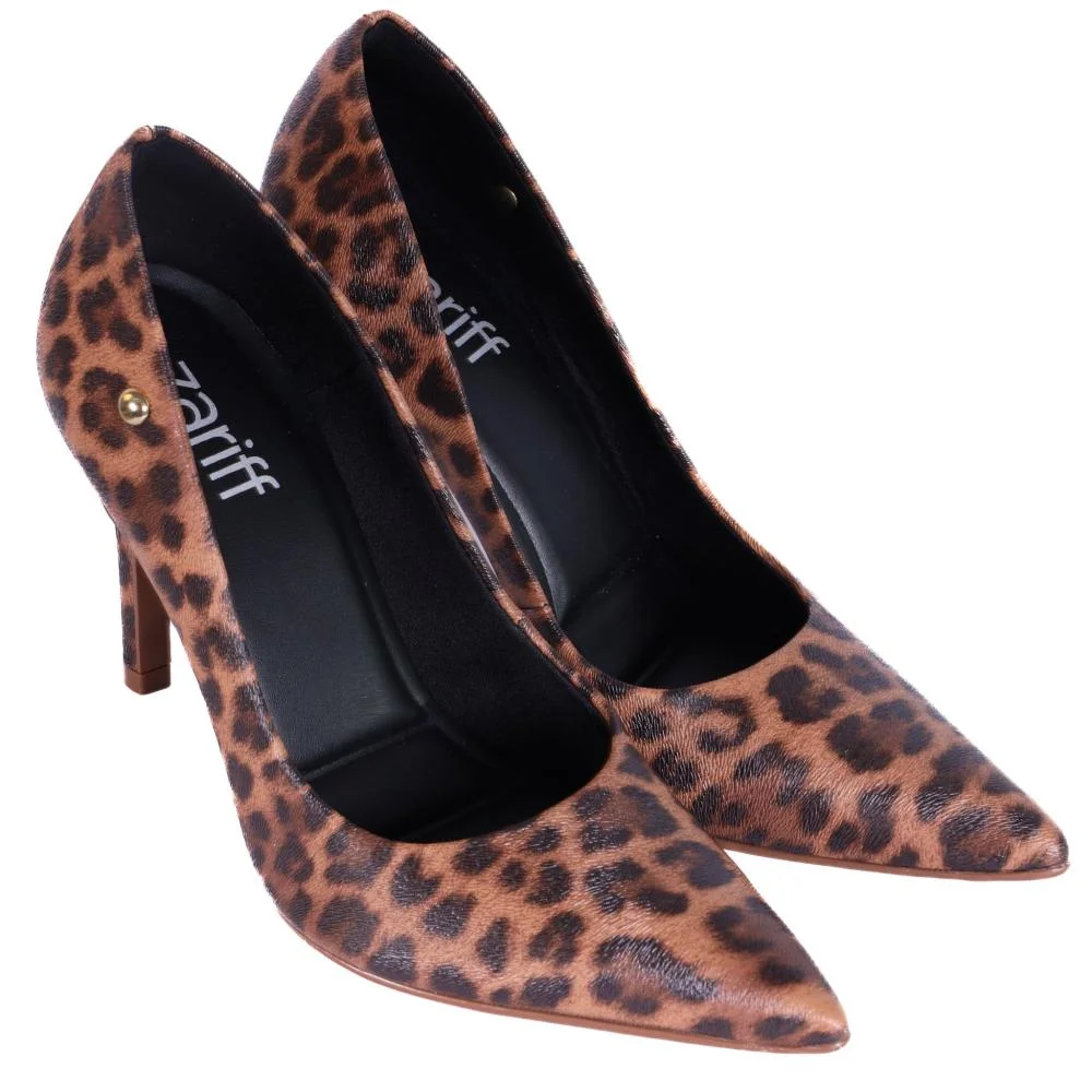 Scarpin Feminino Zariff com Salto Fino T9430-256 Onça Onça 3