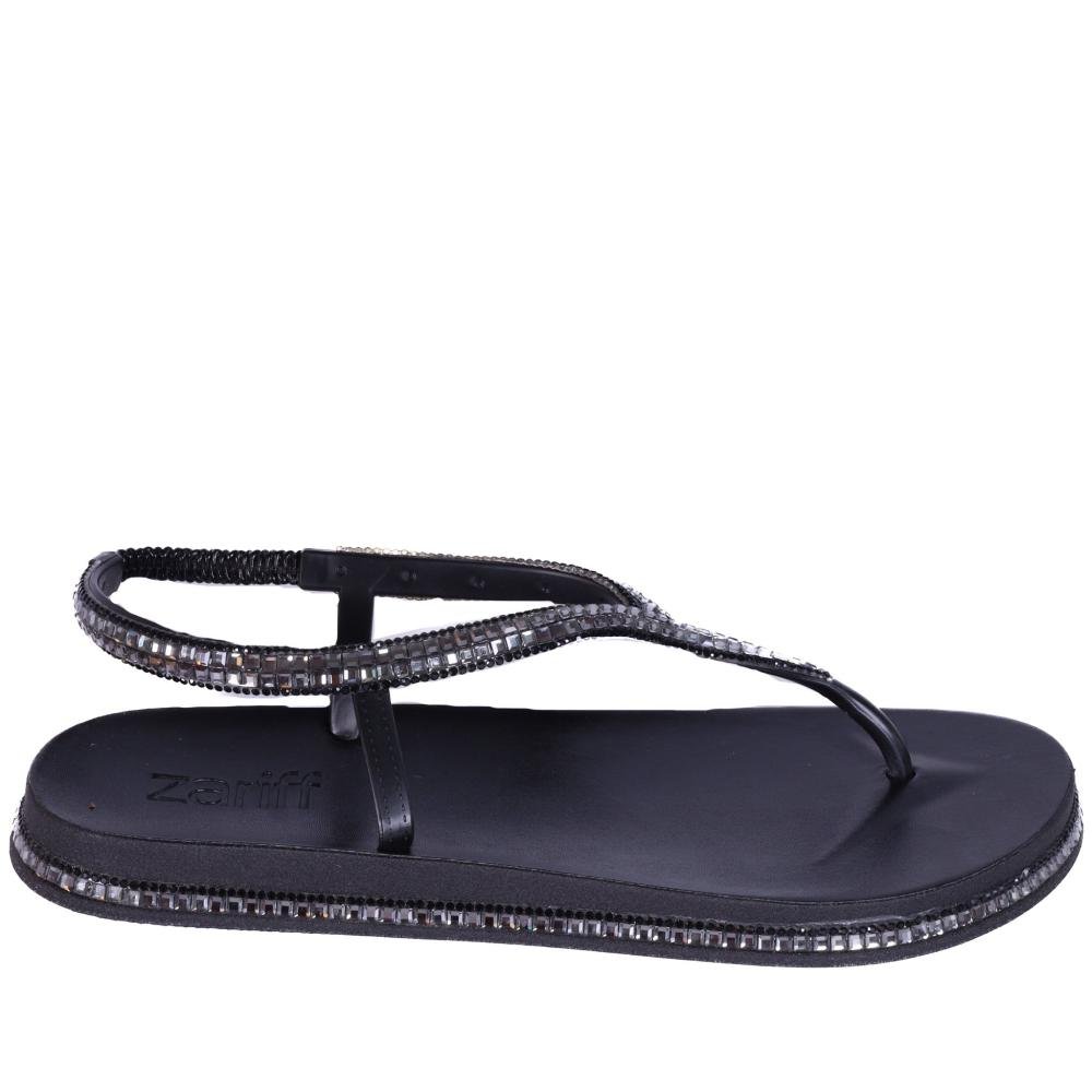 Sandália Rasteira Feminina Zariff Pr152 Preto Preto 1