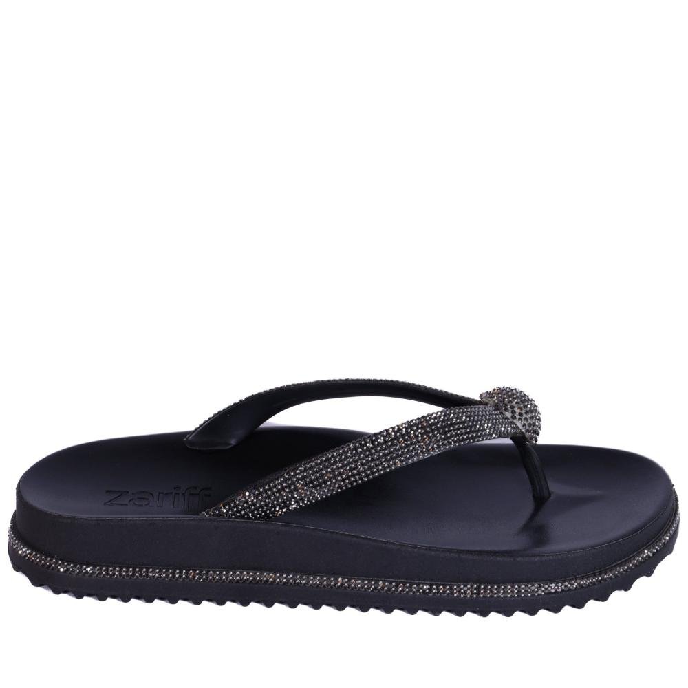 Chinelo Feminino Zariff com Aplicações de Pedrarias Pp855 Preto Preto 1