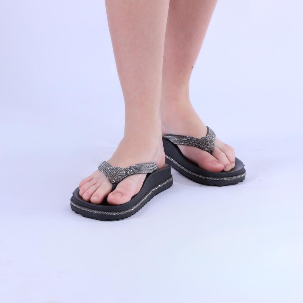 Chinelo Feminino Zariff com Aplicações de Pedrarias Pp855 Preto Preto 3