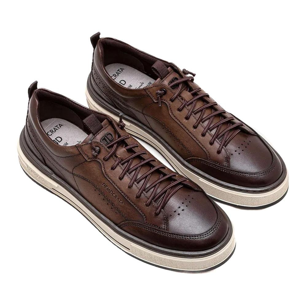 Tênis Masculino Democrata Denim Foster 640201 Tabaco Marrom 2