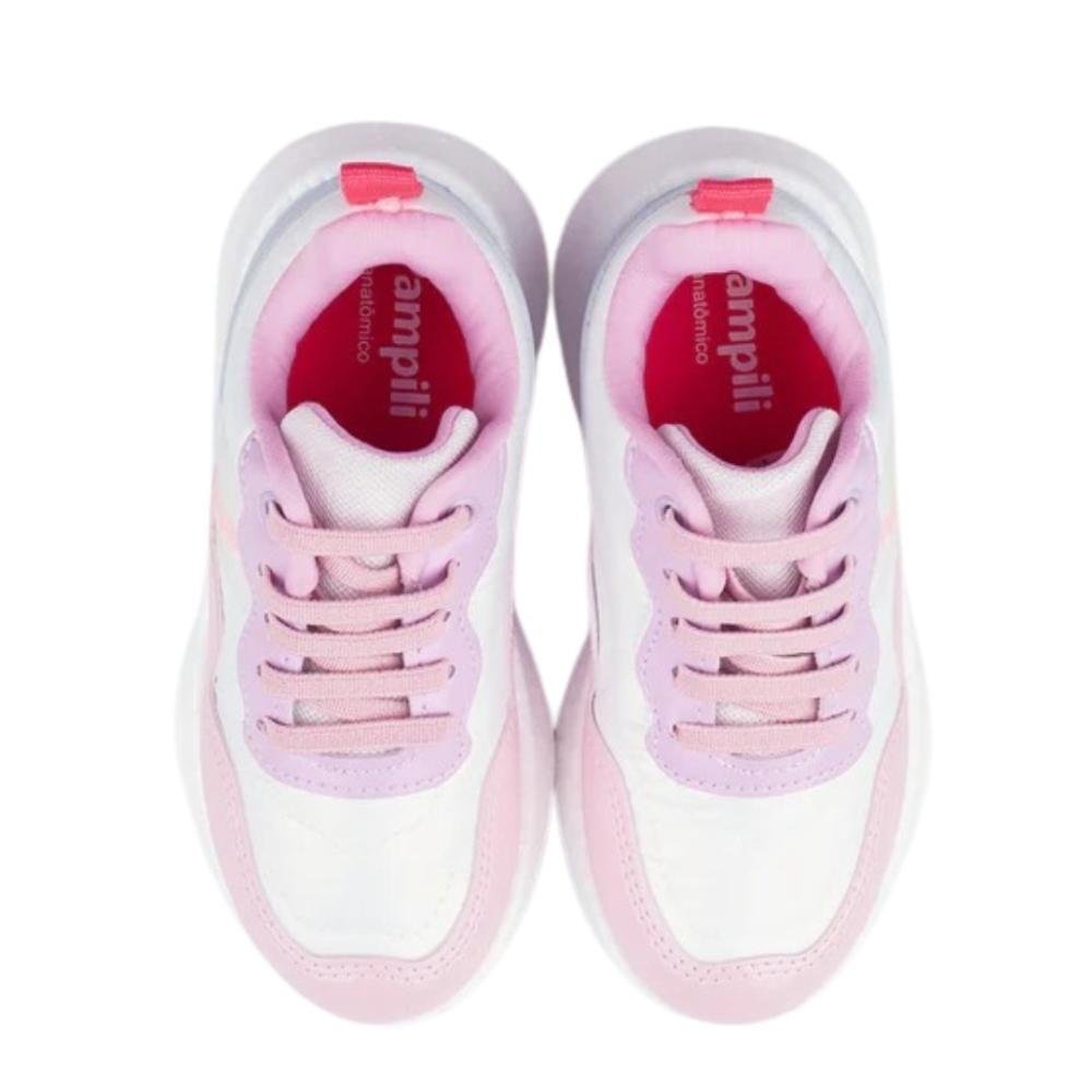 Tênis Infantil Pampili Menina 746.032 Multicolor Branco/Rosa/Azul 4