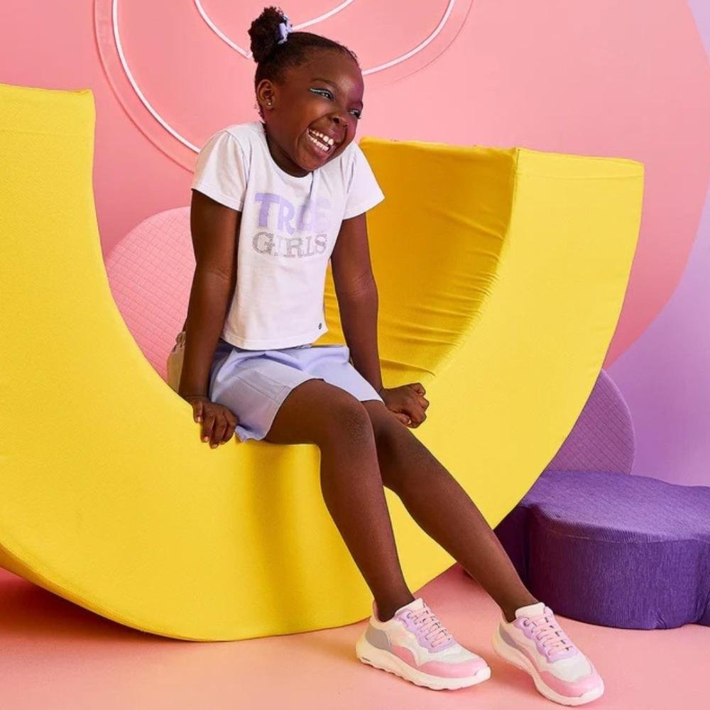Tênis Infantil Pampili Menina 746.032 Multicolor Branco/Rosa/Azul 6