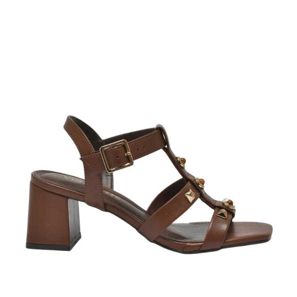 Sandália Feminina Via Marte Salto Bloco 171-035 Marrom