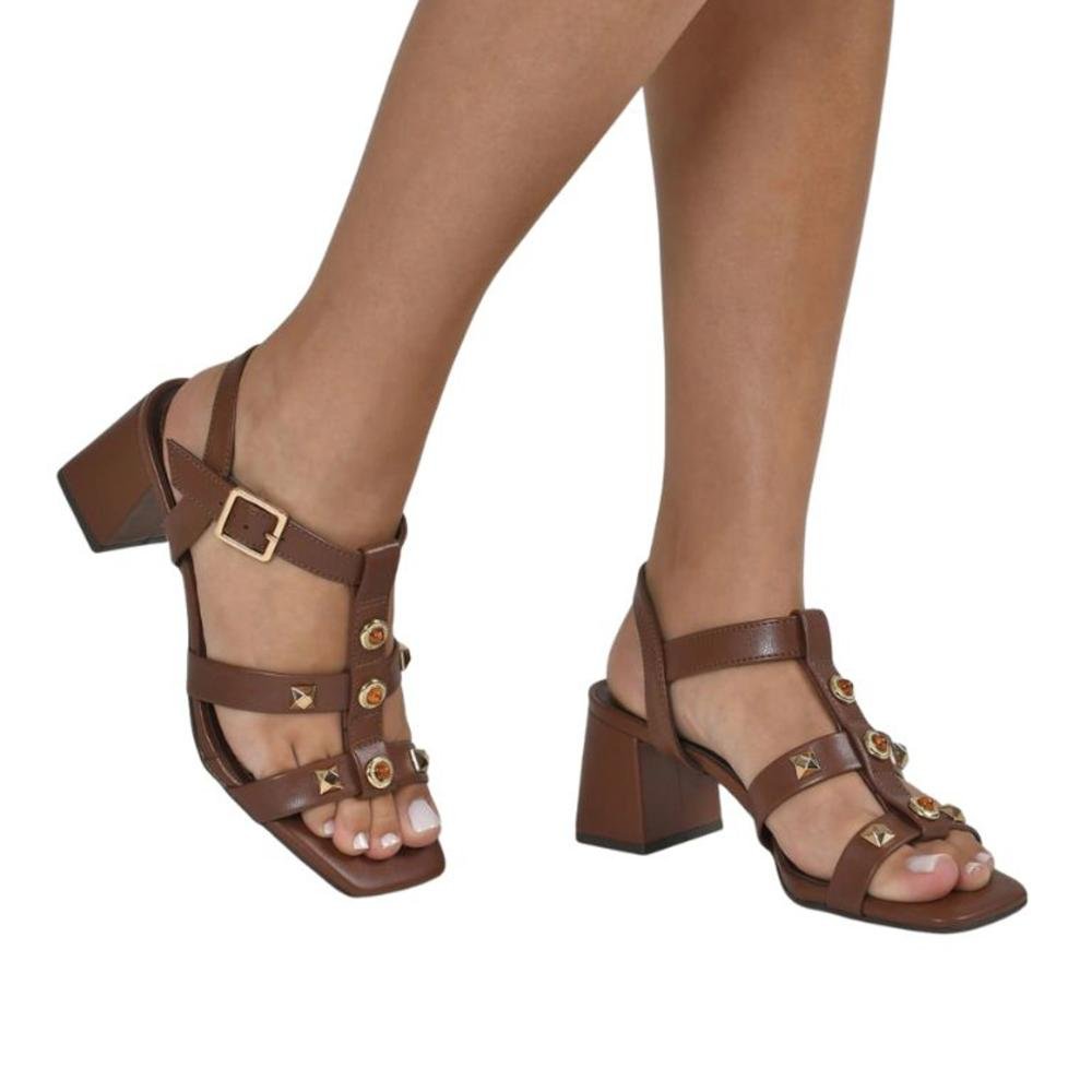 Sandália Feminina Via Marte Salto Bloco 171-035 Marrom Marrom 2