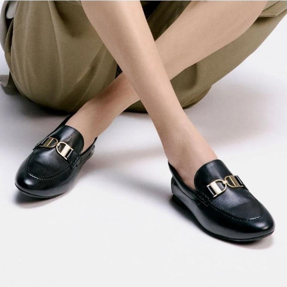 Sapato Loafer Feminino Democrata 645101 Preto Preto 2