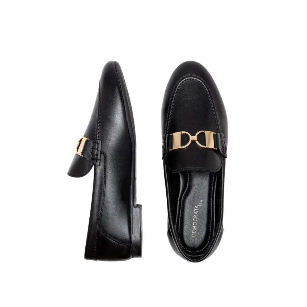 Sapato Loafer Feminino Democrata 645101 Preto Preto 4