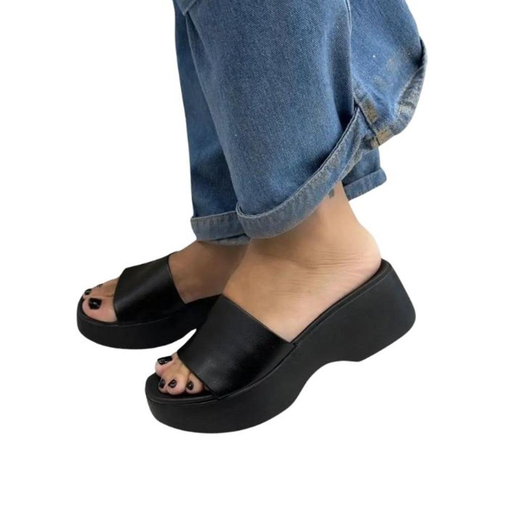 Tamanco Flatform Feminino Moleca 5503,100 Preto Preto 2