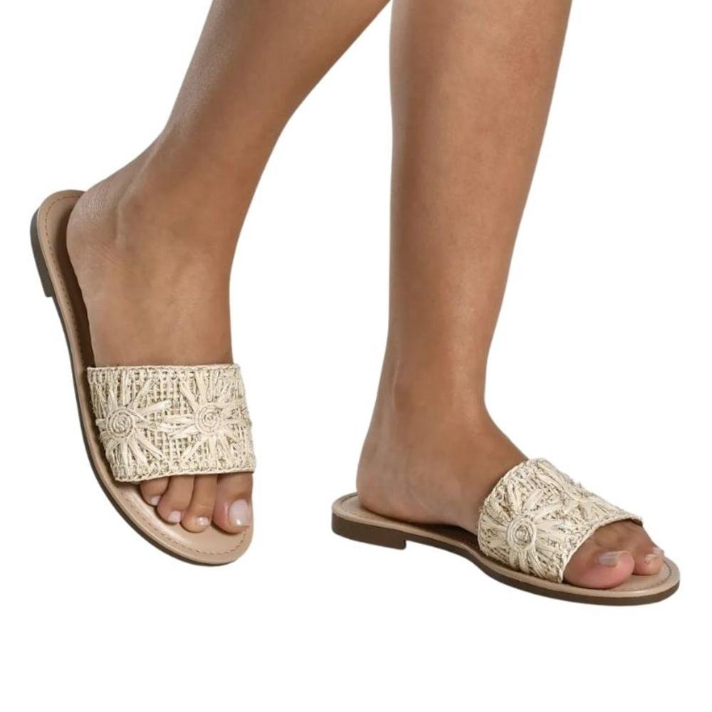 Sandália Feminina Via Marte com Tiras em Ráfia 308-002 Marfim Bege 2