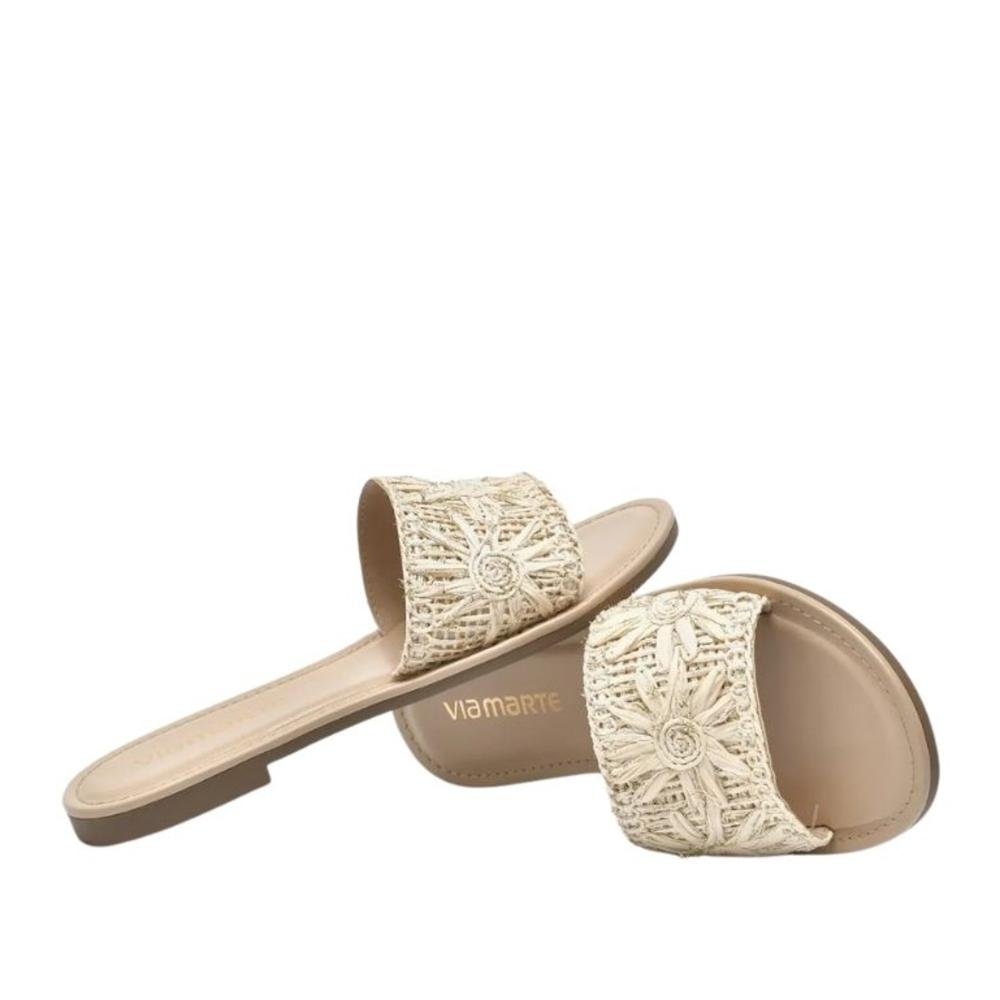 Sandália Feminina Via Marte com Tiras em Ráfia 308-002 Marfim Bege 3