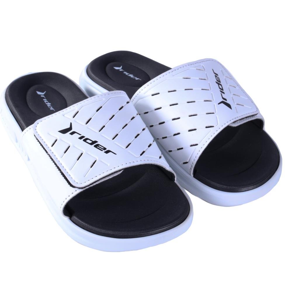 Chinelo Masculino Rider Slide Grendene 12529 Branco/Preto Branco 3