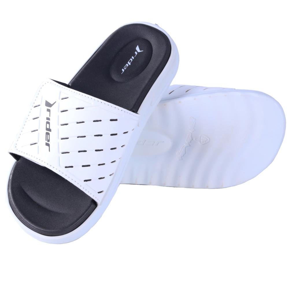 Chinelo Masculino Rider Slide Grendene 12529 Branco/Preto Branco 6