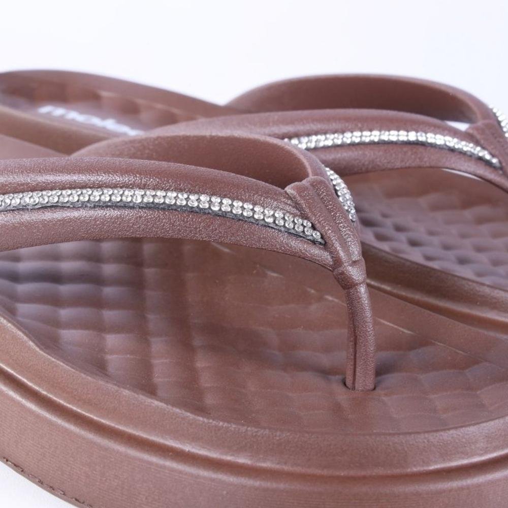 Chinelo Feminino Moleca com Aplicações de Brilho 5554,101 Marrom Marrom 2