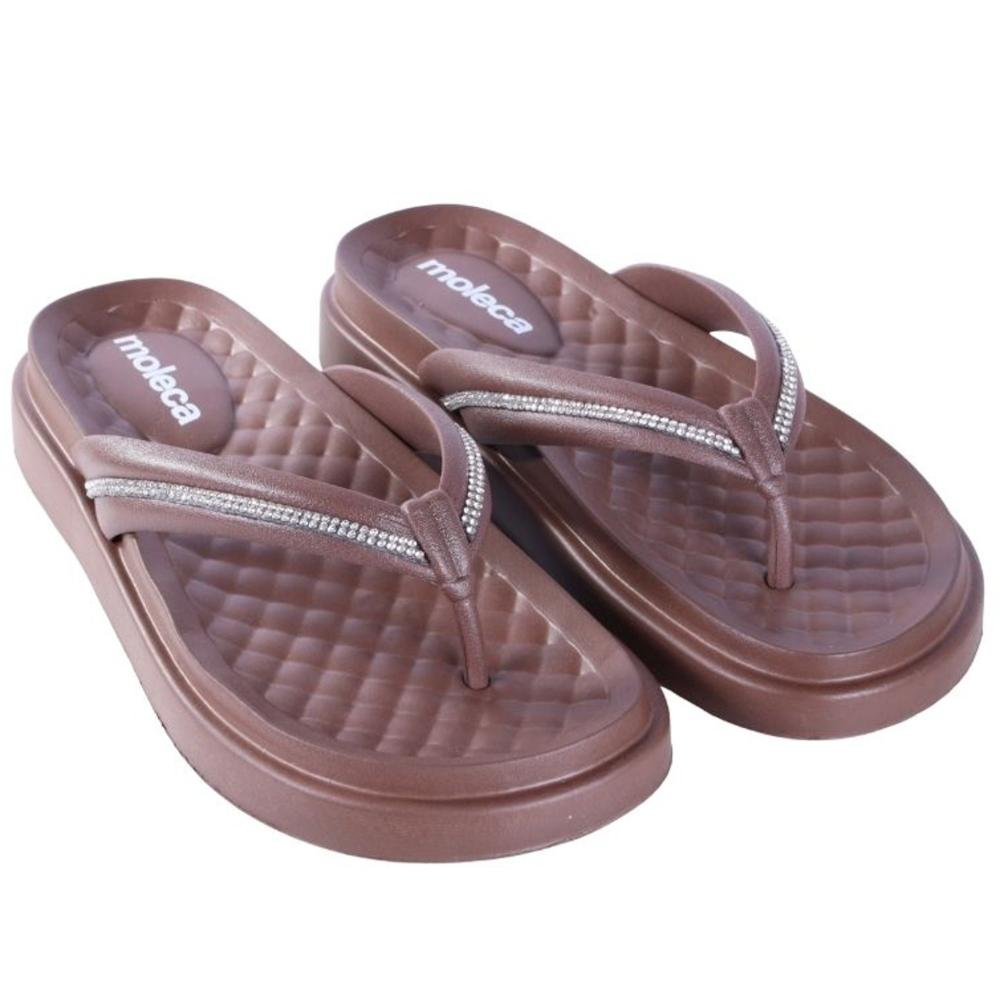 Chinelo Feminino Moleca com Aplicações de Brilho 5554,101 Marrom Marrom 3