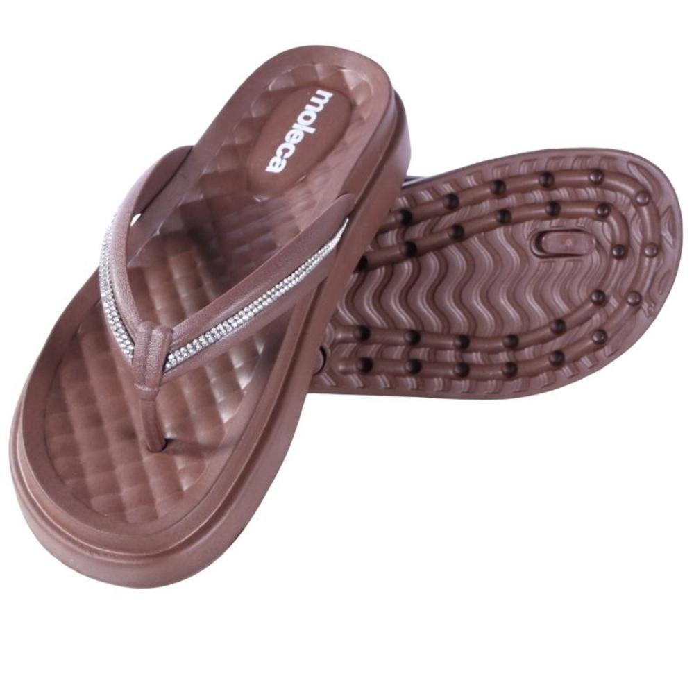 Chinelo Feminino Moleca com Aplicações de Brilho 5554,101 Marrom Marrom 4