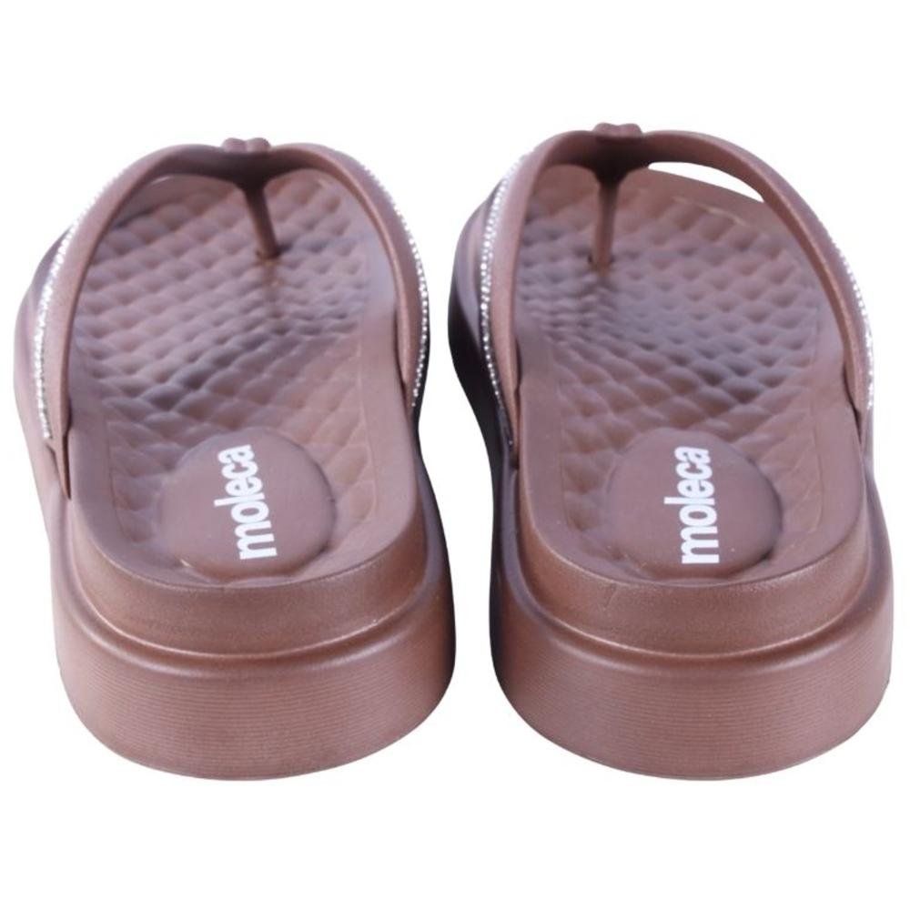 Chinelo Feminino Moleca com Aplicações de Brilho 5554,101 Marrom Marrom 5