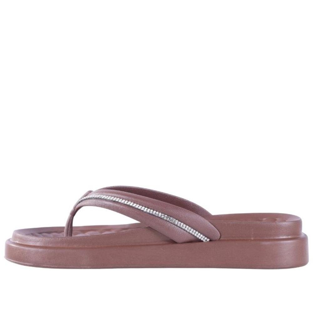 Chinelo Feminino Moleca com Aplicações de Brilho 5554,101 Marrom Marrom 6